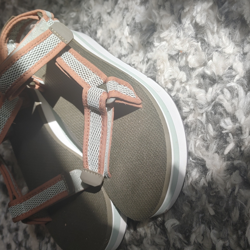 Teva Sporty Gray and Coral Sandals with Geometric Straps